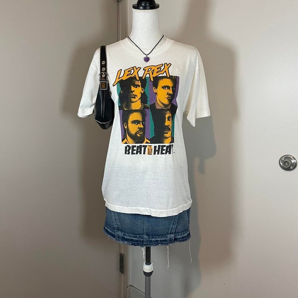 Vintage 90s Single Stitch Lex Rex Beat the Heat Size Large Band Tee Shirt